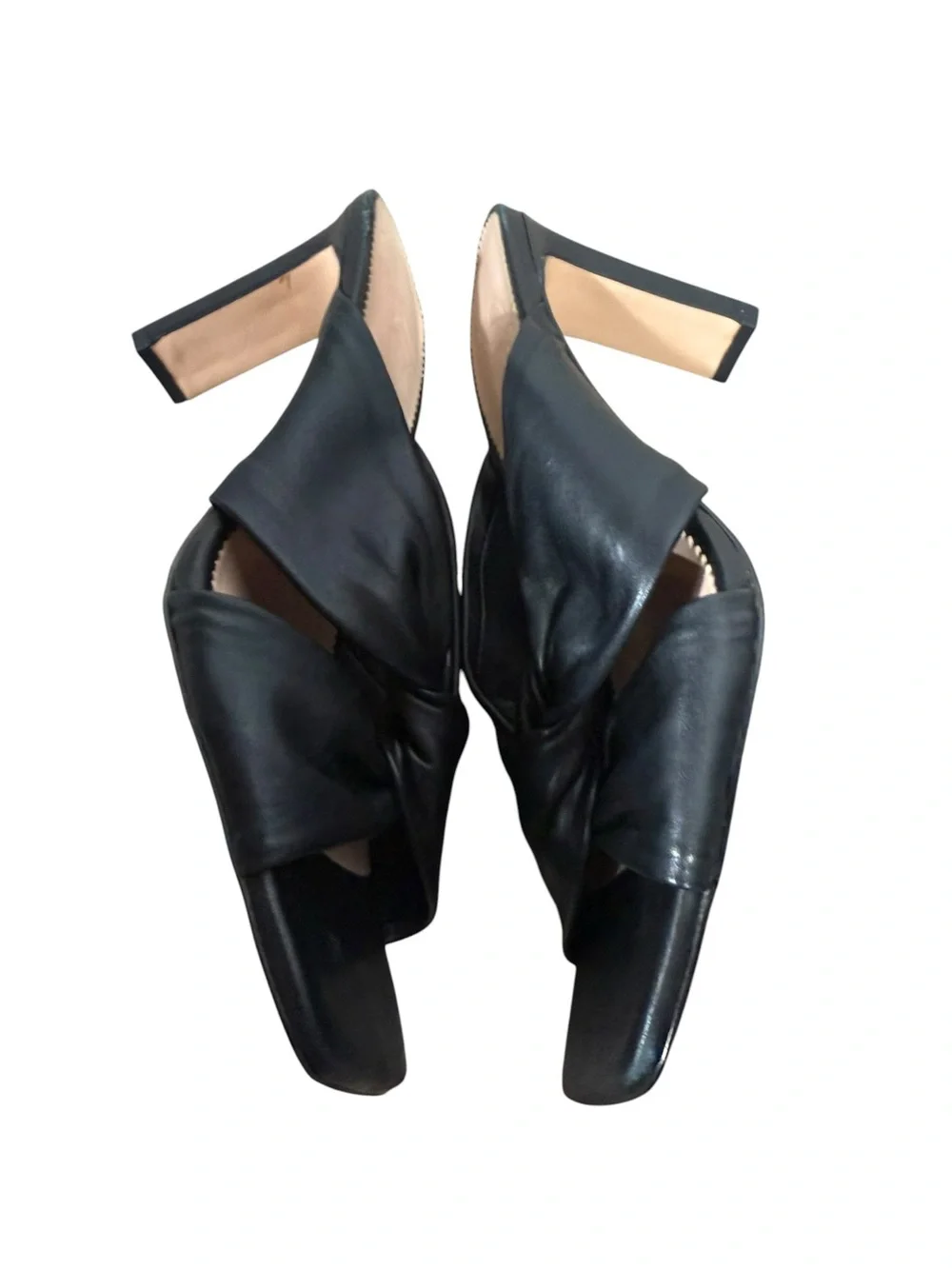 J. Crew Ava twist-knot heels in black‎ leather size 8.5